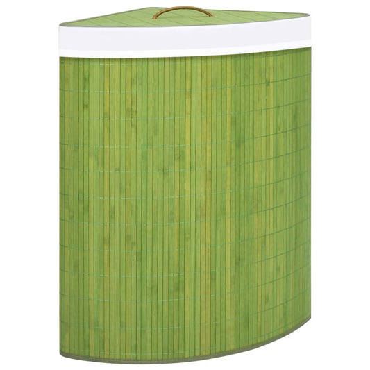 vidaXL Bamboo Corner Laundry Basket Green 60 L