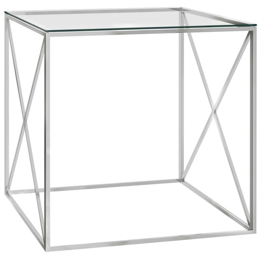 vidaXL Coffee Table Silver 55x55x55 cm Stainless Steel and Glass