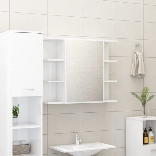 vidaXL Bathroom Mirror Cabinet High Gloss White 80x20.5x64 cm Engineered Wood