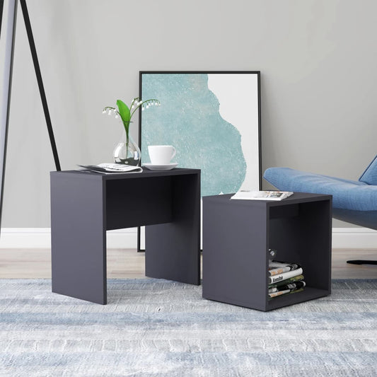 vidaXL Coffee Table Set Grey 48x30x45 cm Engineered Wood