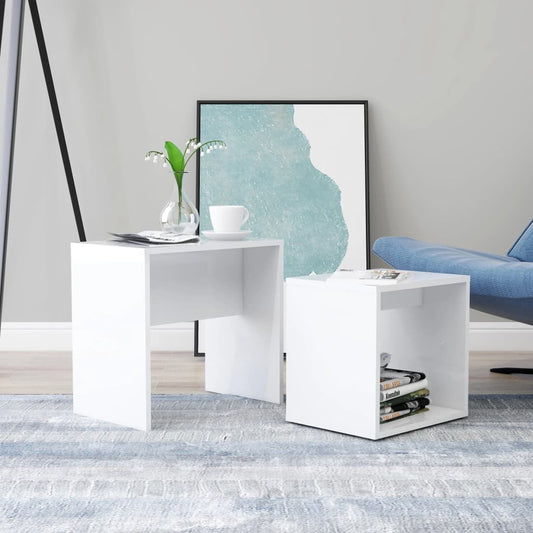 vidaXL Coffee Table Set High Gloss White 48x30x45 cm Engineered Wood