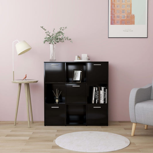 vidaXL Book Cabinet Black 90x30x90 cm Engineered Wood