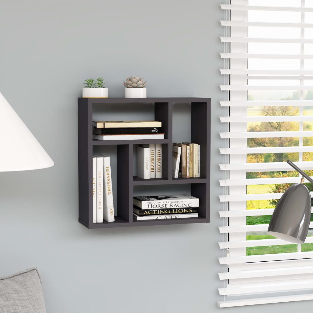 vidaXL Wall Shelf Grey 45.1x16x45.1 cm Engineered Wood