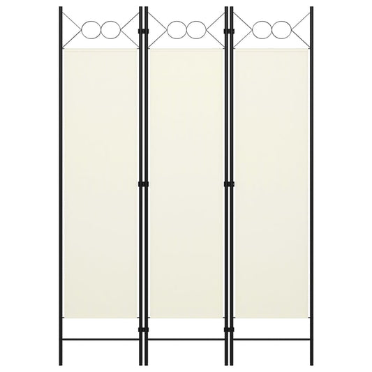 vidaXL 3-Panel Room Divider Cream White 120x180 cm