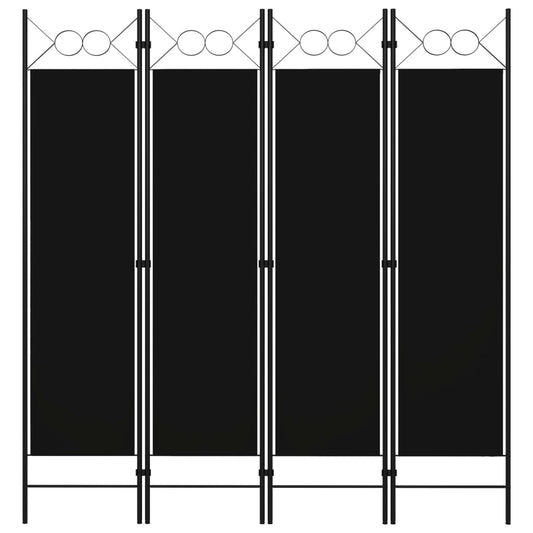 vidaXL 4-Panel Room Divider Black 160x180 cm