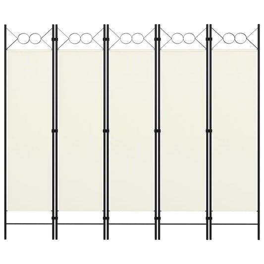 vidaXL 5-Panel Room Divider Cream White 200x180 cm