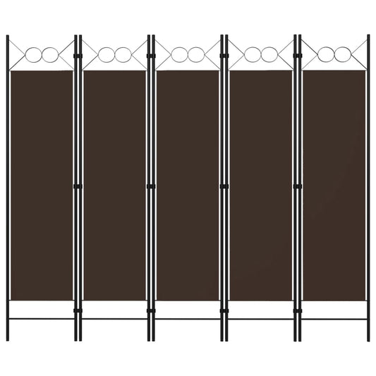 vidaXL 5-Panel Room Divider Brown 200x180 cm