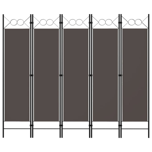 vidaXL 5-Panel Room Divider Anthracite 200x180 cm