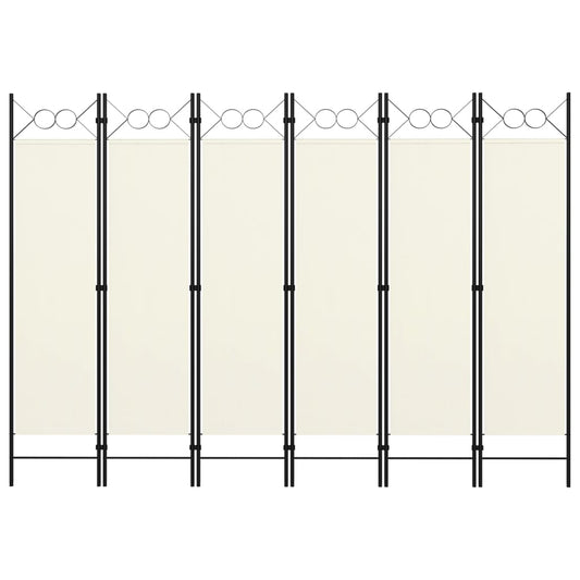 vidaXL 6-Panel Room Divider Cream White 240x180 cm