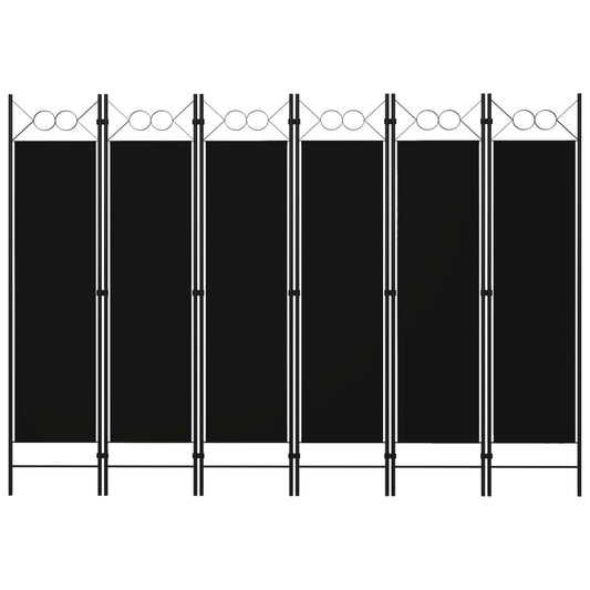 vidaXL 6-Panel Room Divider Black 240x180 cm