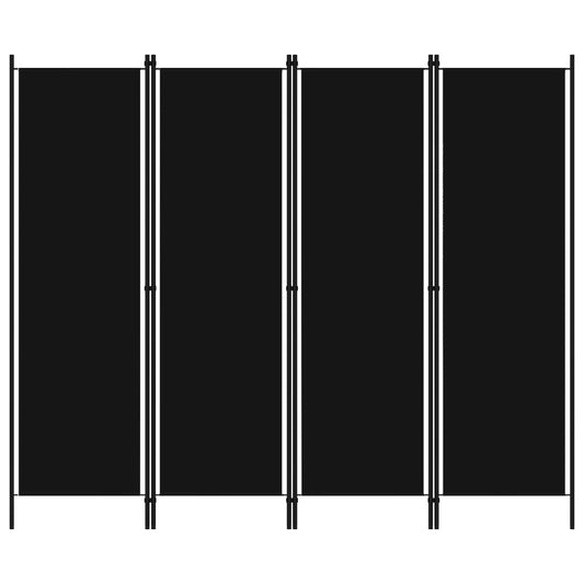 vidaXL 4-Panel Room Divider Black 200x180 cm
