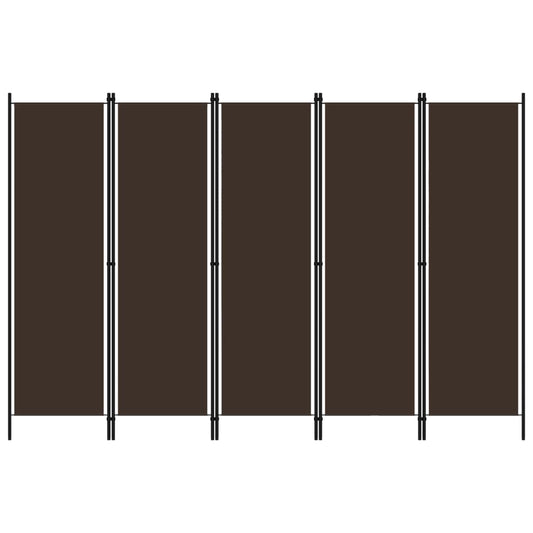 vidaXL 5-Panel Room Divider Brown 250x180 cm