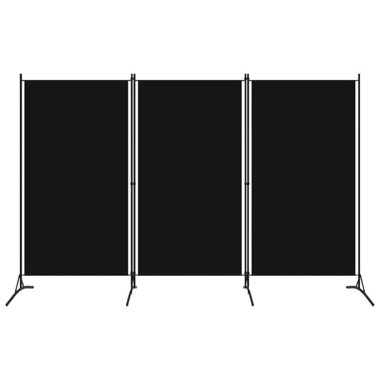 vidaXL 3-Panel Room Divider Black 260x180 cm
