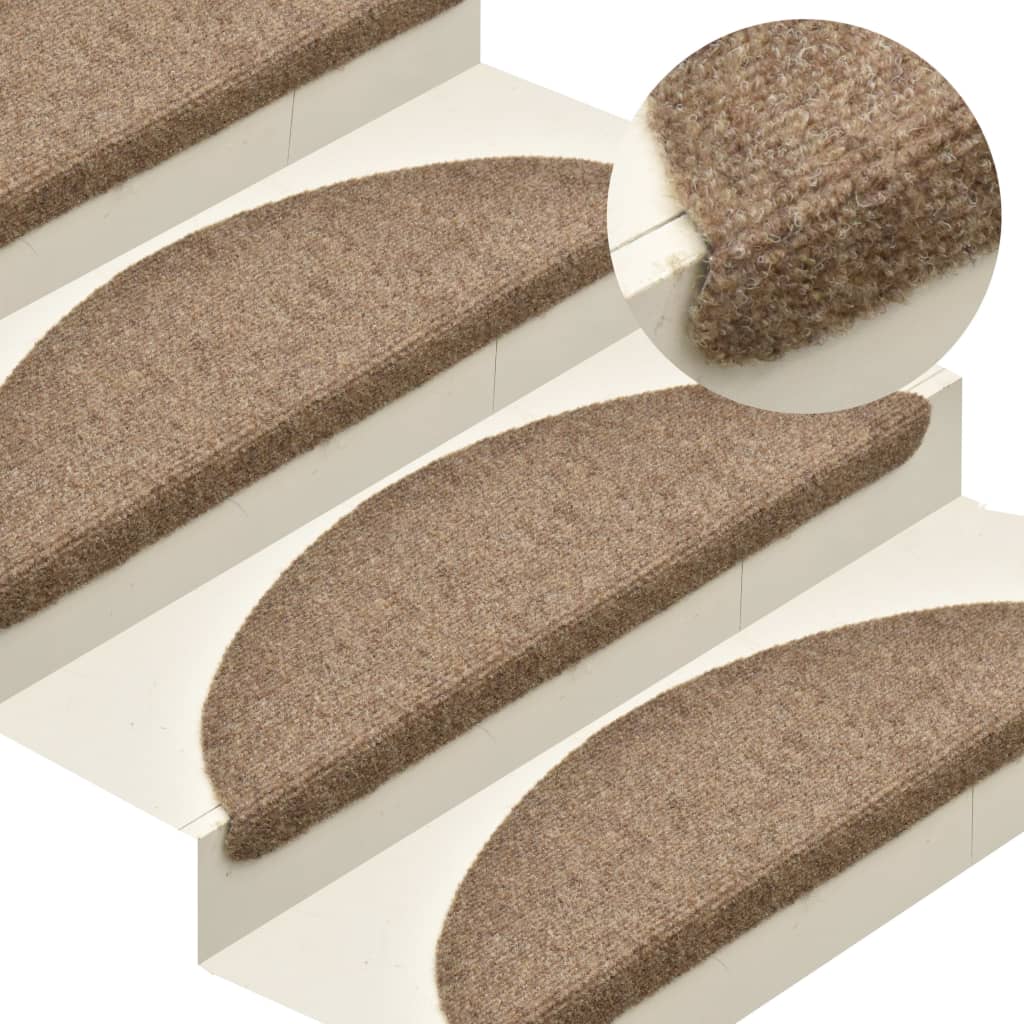 vidaXL Self-adhesive Stair Mats 15 pcs Cream 56x17x3 cm Needle Punch