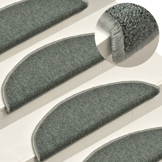vidaXL Carpet Stair Treads 15 pcs Dark Green 65x24x4 cm
