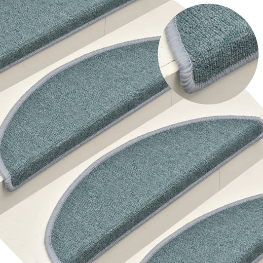 vidaXL Carpet Stair Treads 15 pcs Blue 65x24x4 cm