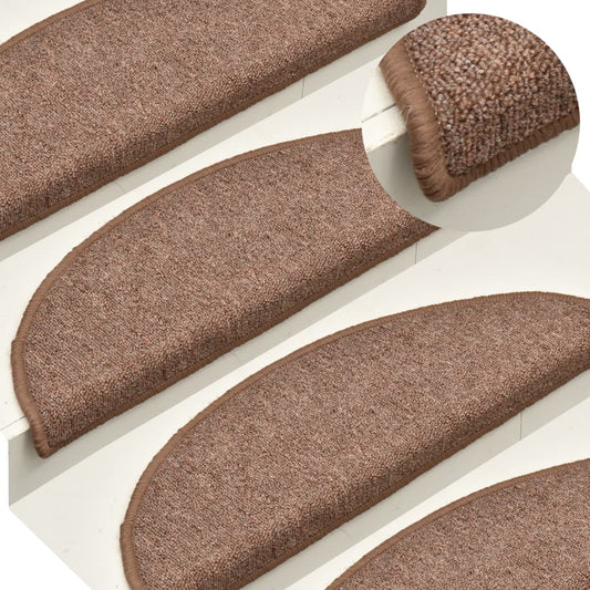 vidaXL Carpet Stair Treads 15 pcs Brown 65x24x4 cm