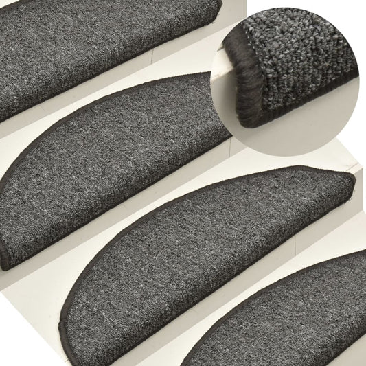 vidaXL Carpet Stair Treads 15 pcs Dark Grey 56x17x3 cm