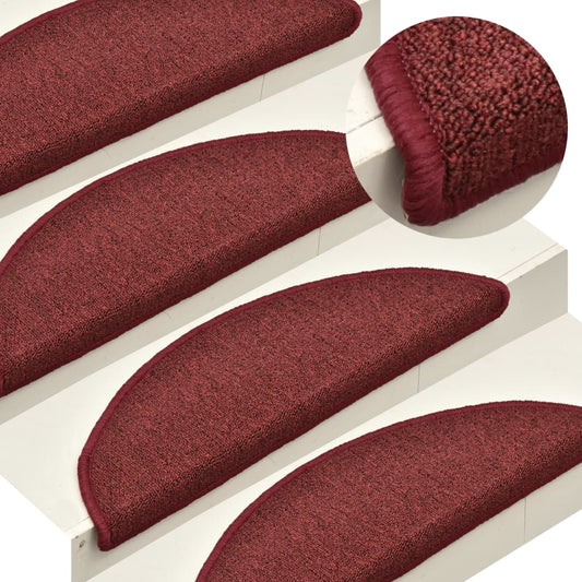 vidaXL Carpet Stair Treads 15 pcs Red 65x24x4 cm