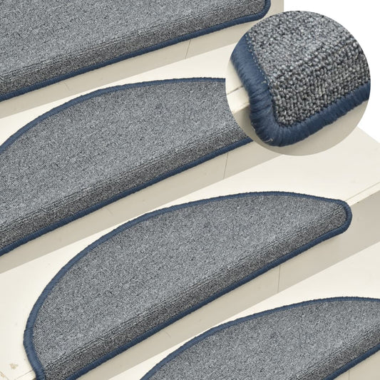 vidaXL Carpet Stair Treads 15 pcs Light Grey and Blue 65x24x4 cm