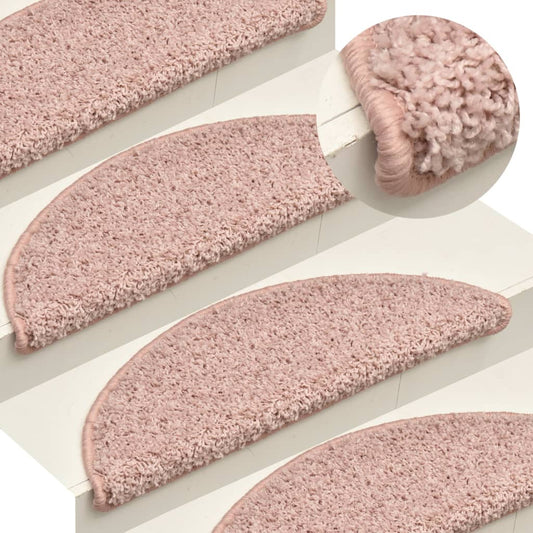 vidaXL Carpet Stair Treads 15 pcs Light Pink 65x21x4 cm