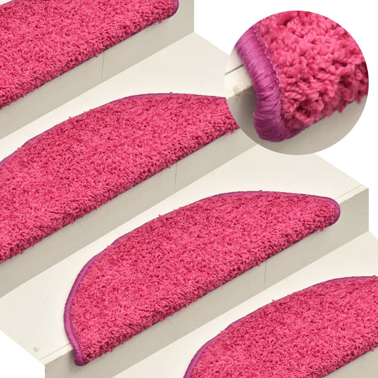 vidaXL Carpet Stair Treads 15 pcs Pink 56x17x3 cm