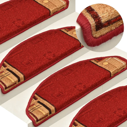 vidaXL Self-adhesive Stair Mats 15 pcs Red 65x21x4 cm