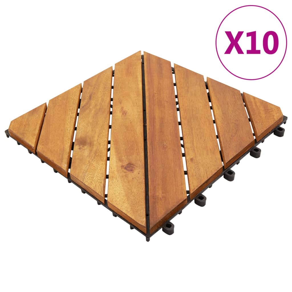 vidaXL Decking Tiles 10 pcs 30x30 cm Solid Acacia Wood