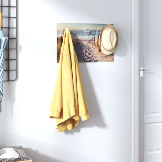 vidaXL Wall Mounted Coat Rack 40x25 cm Tempered Glass Beach