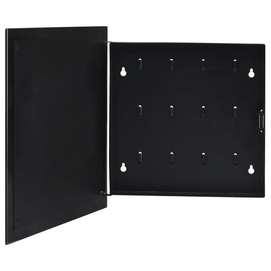 vidaXL Key Box with Magnetic Board Black 35x35x5.5 cm