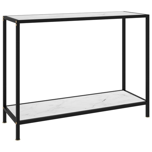vidaXL Console Table White 100x35x75 cm Tempered Glass