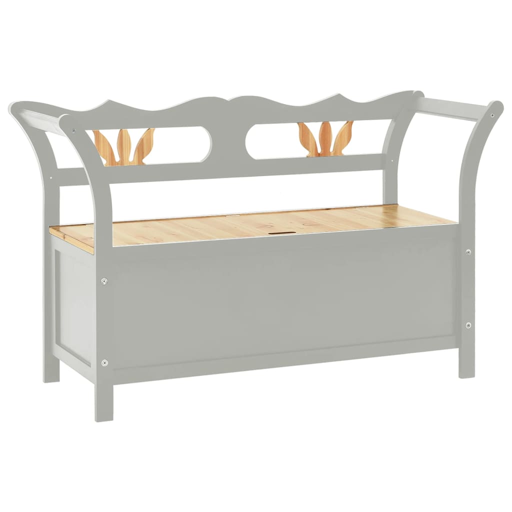 vidaXL Storage Bench 126 cm Grey Solid Fir Wood