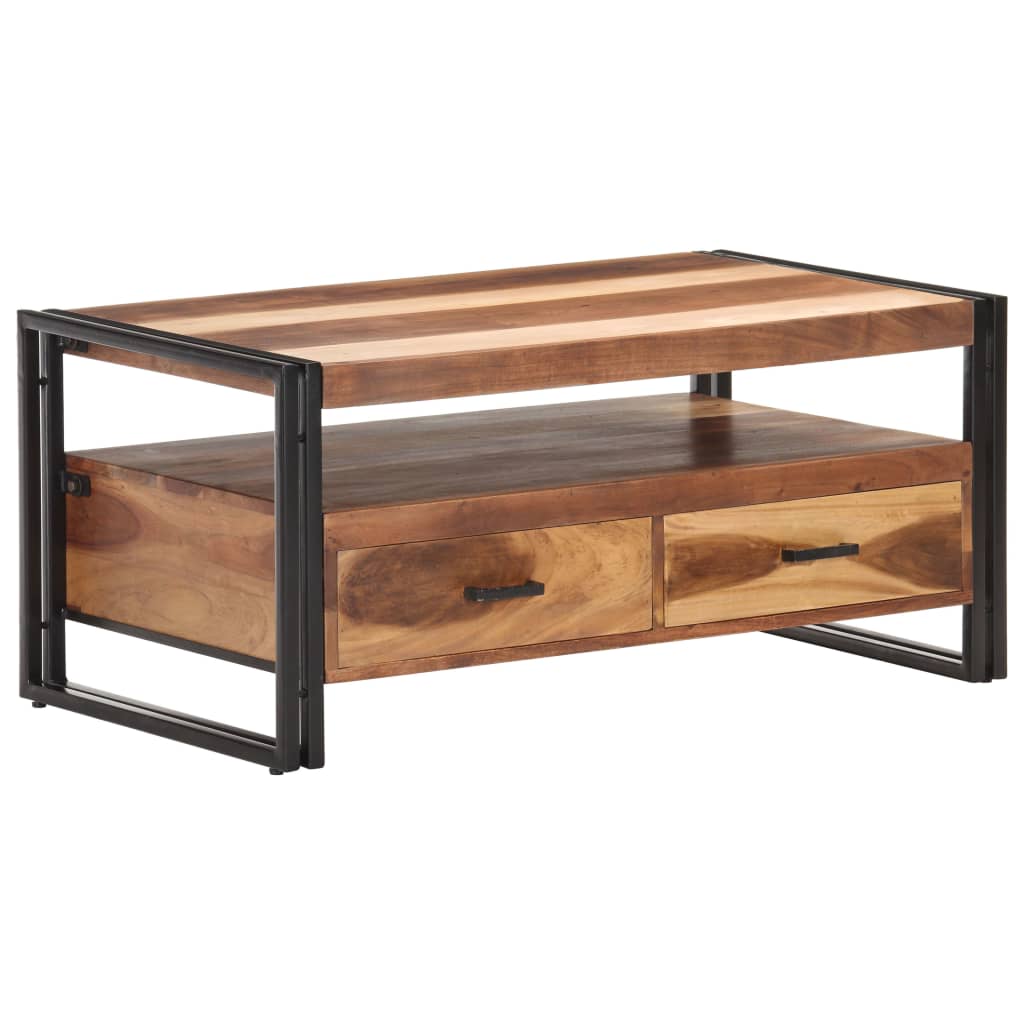 vidaXL Coffee Table 100x55x45cm Solid Acacia Wood with Sheesham Finish