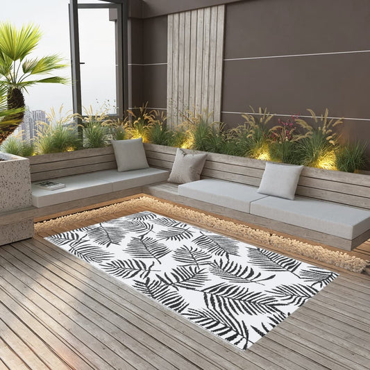 vidaXL Outdoor Carpet White and Black 160x230 cm PP