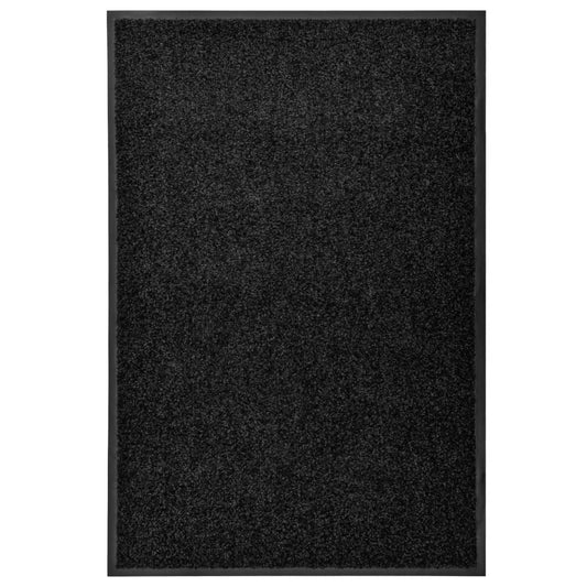 vidaXL Doormat Washable Black 60x90 cm