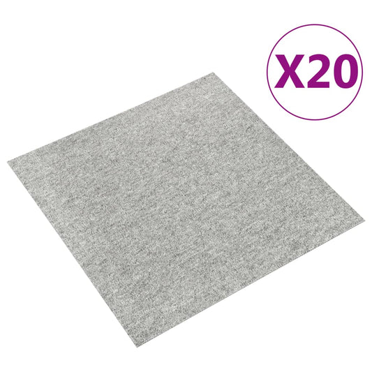 vidaXL Carpet Floor Tiles 20 pcs 5 må_ 50x50 cm Light Grey