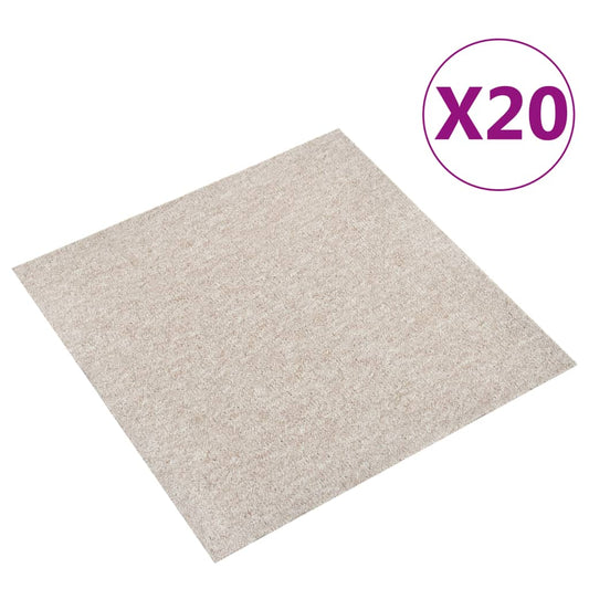vidaXL Carpet Floor Tiles 20 pcs 5 må_ 50x50 cm Light Beige
