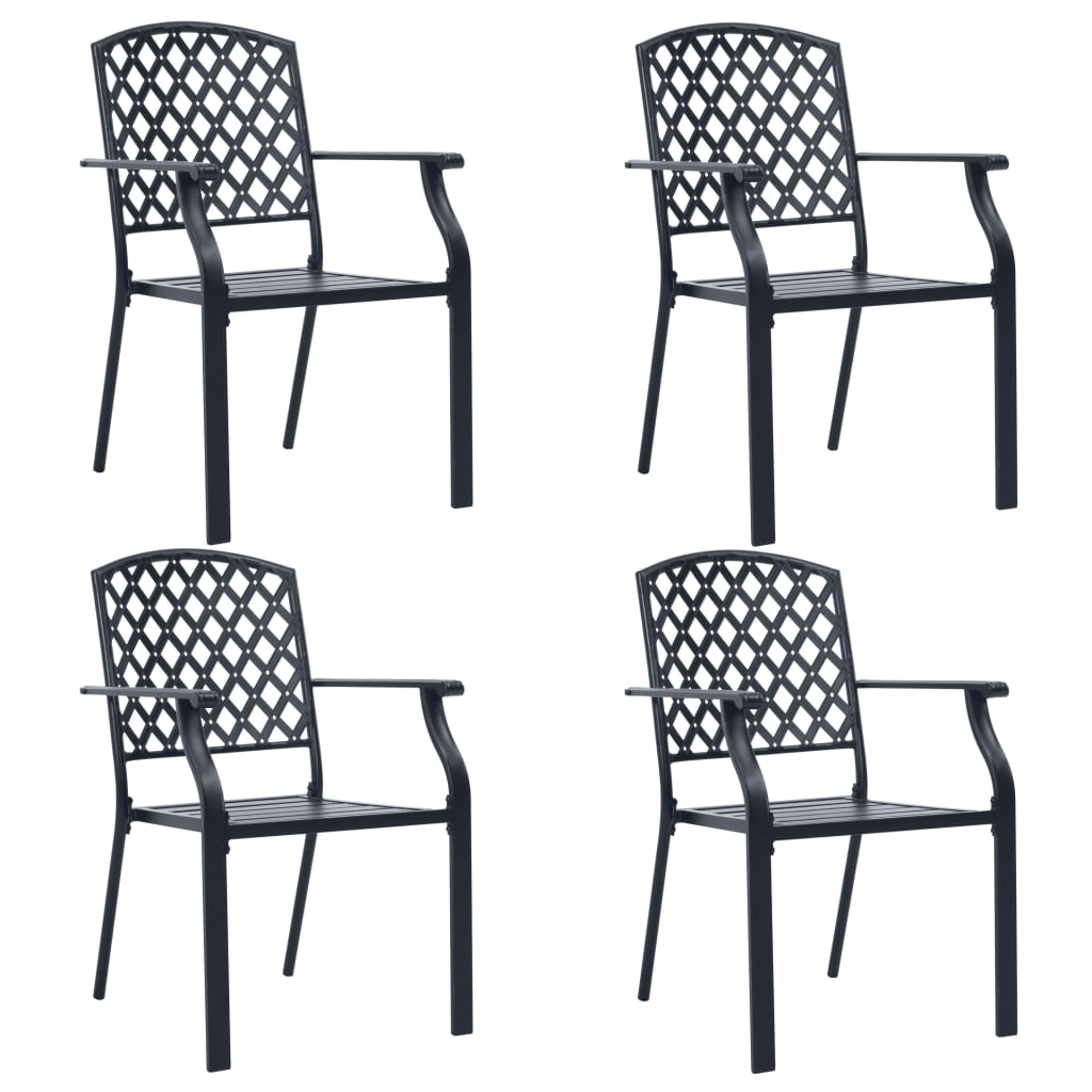vidaXL Outdoor Chairs 4 pcs Mesh Design Steel Black