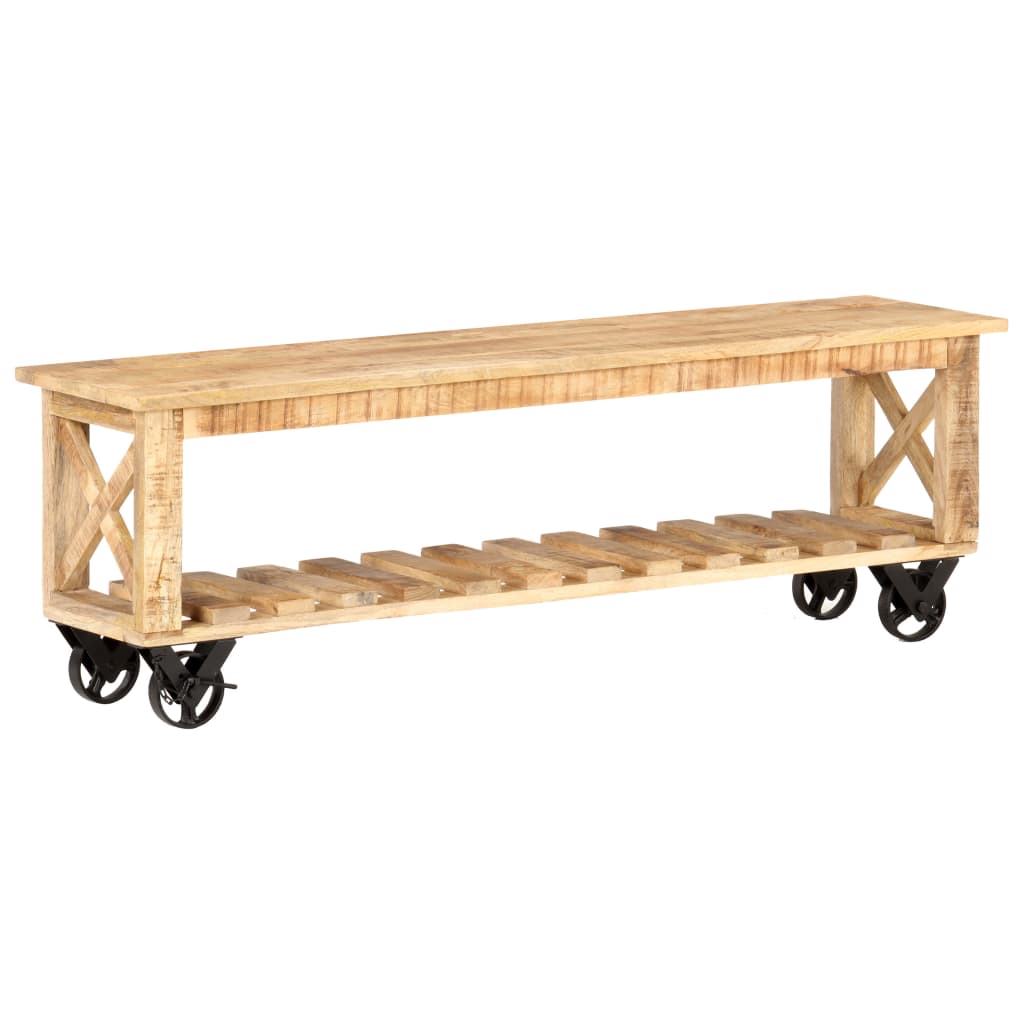 vidaXL TV Cabinet 130x30x42 cm Rough Mango Wood