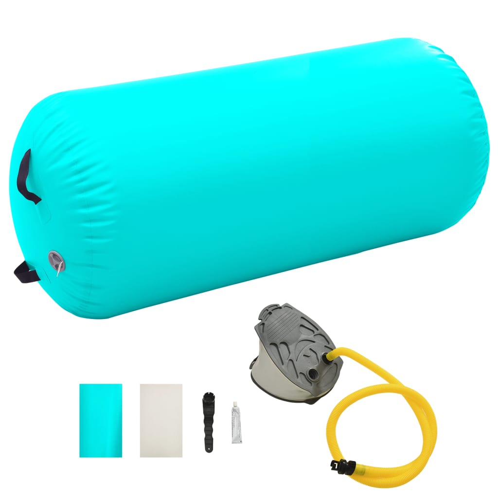 vidaXL Inflatable Gymnastic Roll with Pump 120x75 cm PVC Green