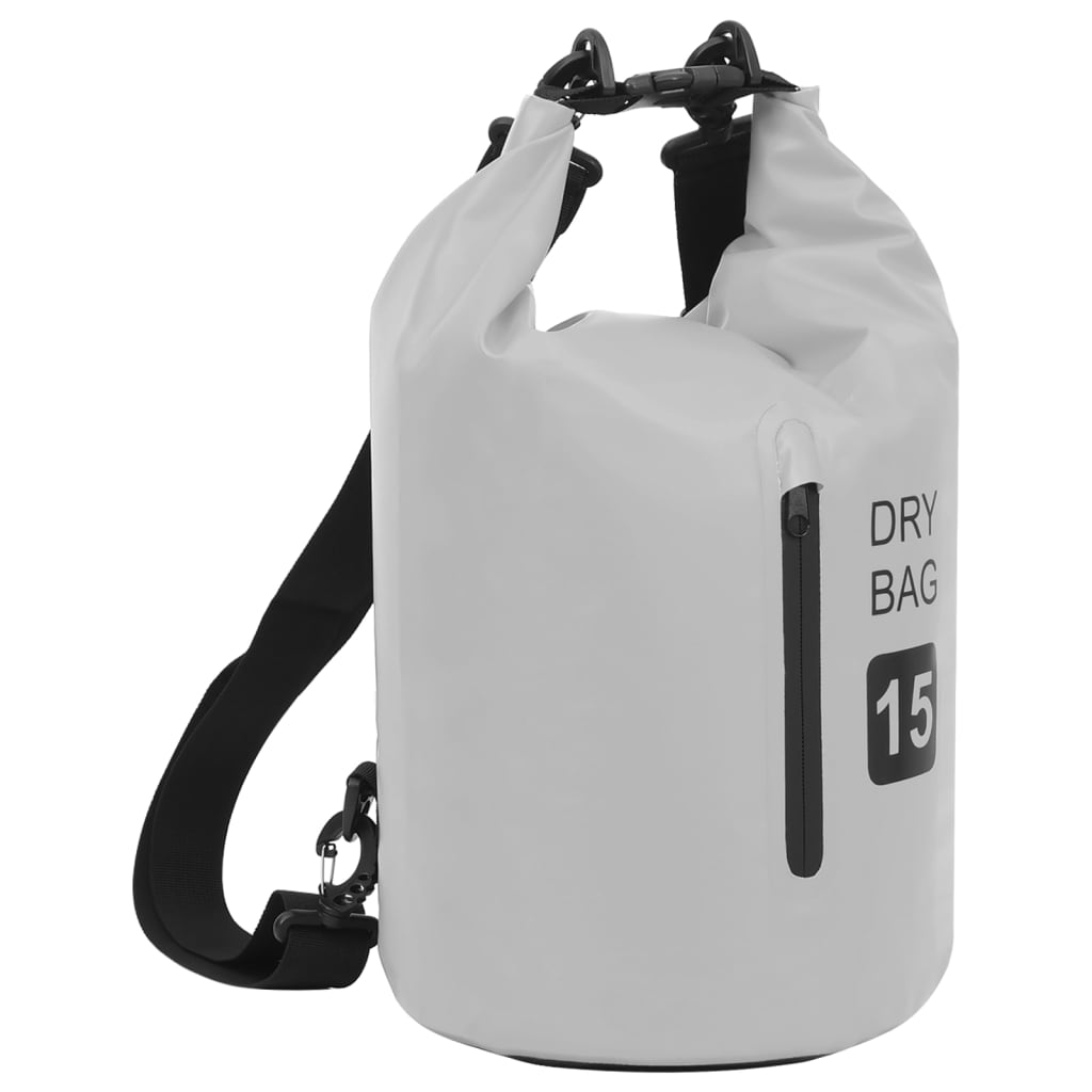 vidaXL Dry Bag with Zipper Grey 15 L PVC