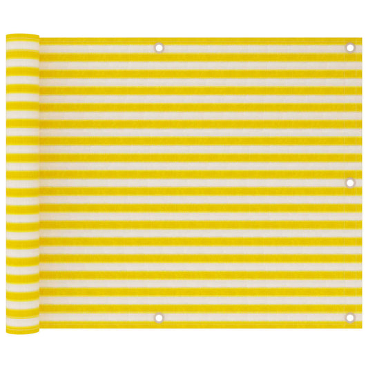 vidaXL Balcony Screen Yellow and White 75x300 cm HDPE