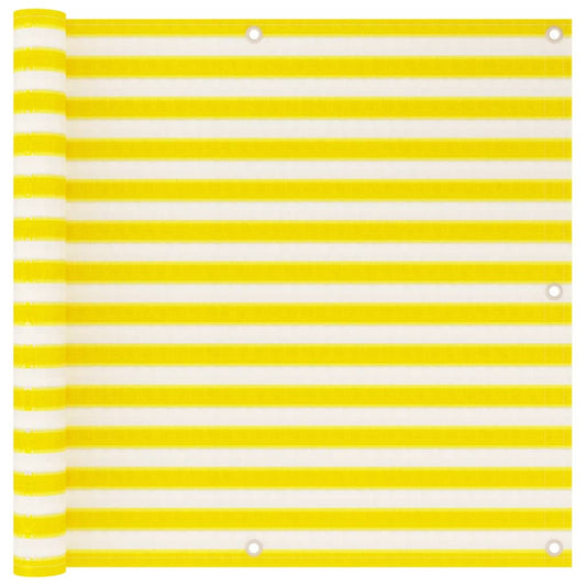 vidaXL Balcony Screen Yellow and White 90x500 cm HDPE