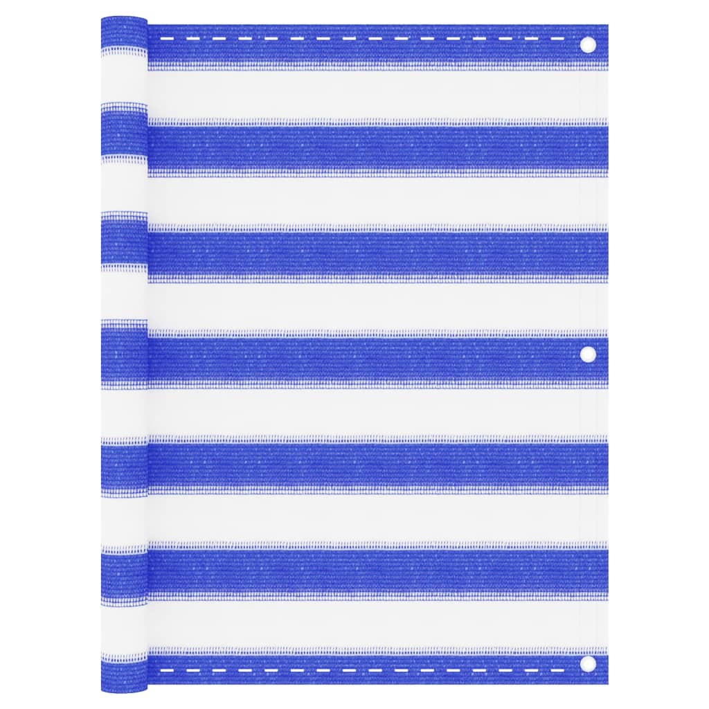 vidaXL Balcony Screen Blue and White 75x400 cm HDPE