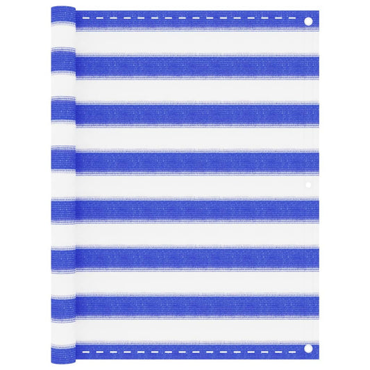 vidaXL Balcony Screen Blue and White 90x300 cm HDPE