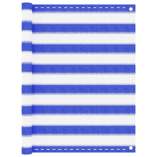 vidaXL Balcony Screen Blue and White 90x600 cm HDPE