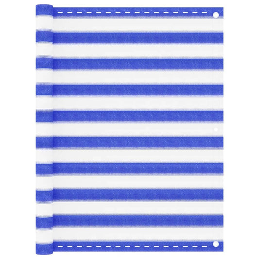 vidaXL Balcony Screen Blue and White 120x600 cm HDPE