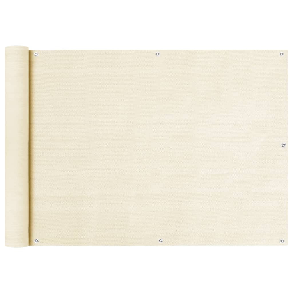 vidaXL Balcony Screen Cream 75x600 cm HDPE