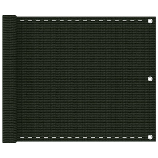 vidaXL Balcony Screen Dark Green 75x600 cm HDPE