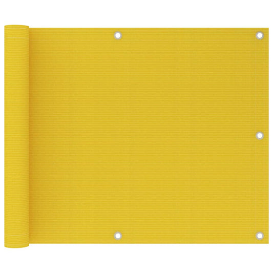 vidaXL Balcony Screen Yellow 75x600 cm HDPE